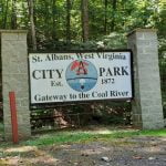 Welcoming sign at St. Albans City Park in St. Albans, WV`