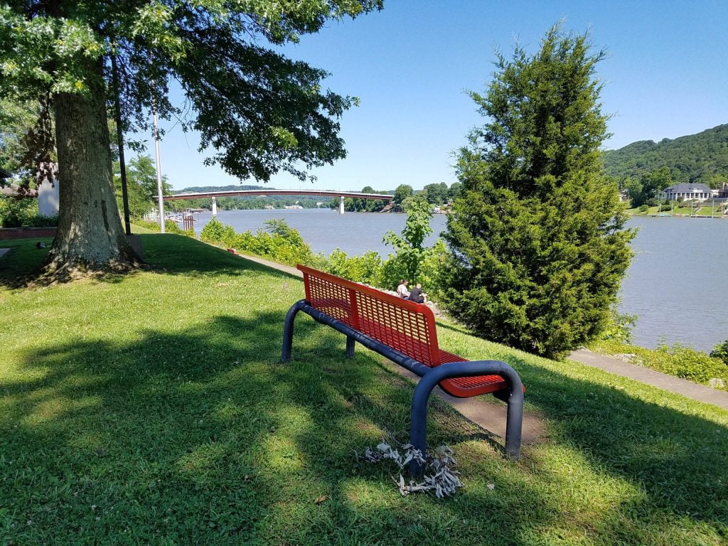 Scenic Park Bench at Roadside Park at St. Albans, WV