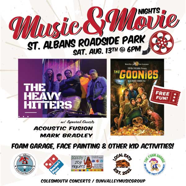Music & Movie Night - August 13th - Heavy Hitters & The Goonies 1 Music & Movie Night - August 13th - Heavy Hitters & The Goonies
