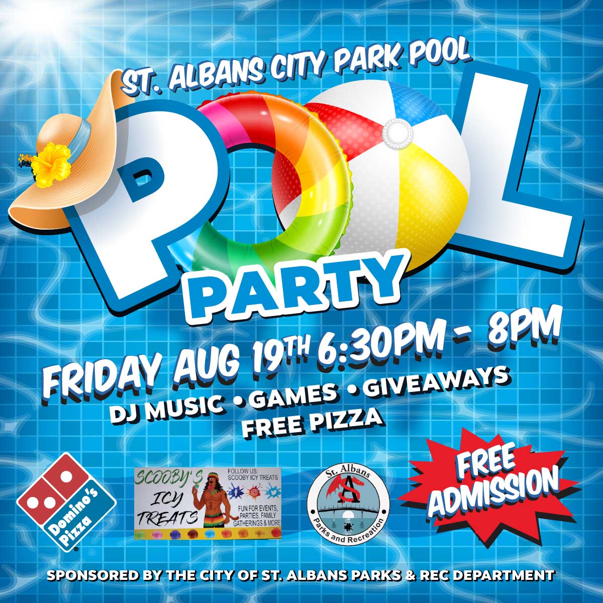 Free Pool Party at St. Albans City Park Pool - Aug 19 1 Free Pool Party at St. Albans City Park August 19