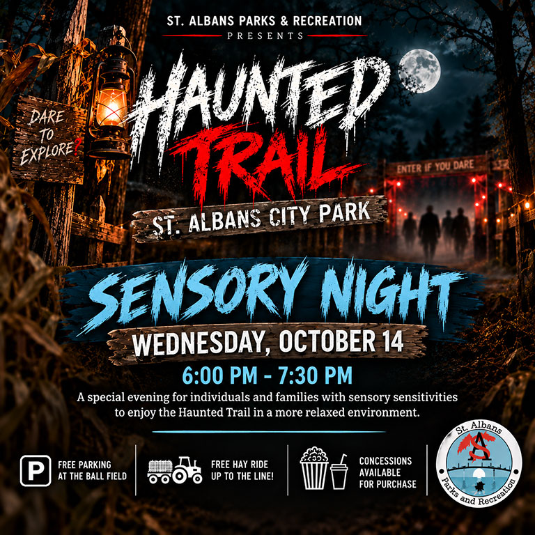 St. Albans Haunted Trail - Accessibility Night 1 Haunted Trail Sensory Night Poster St. Albans Haunted Trail - Accessibility Night